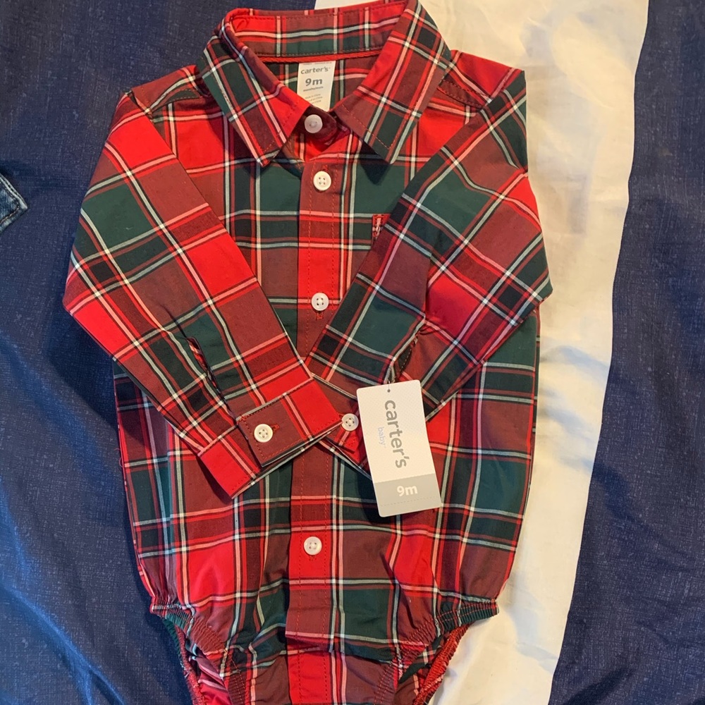 Kids long sleeve plaid onesie